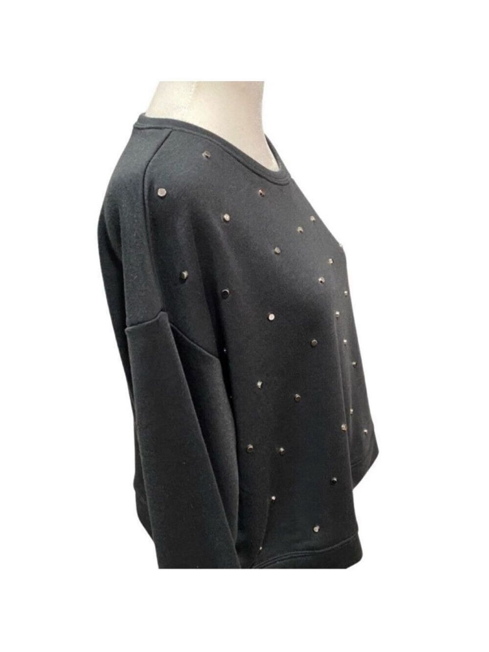 inTu Crewneck Studded Women's Large Gray Relaxed Fit Fleece Sweatshirt - Picture 6 of 13
